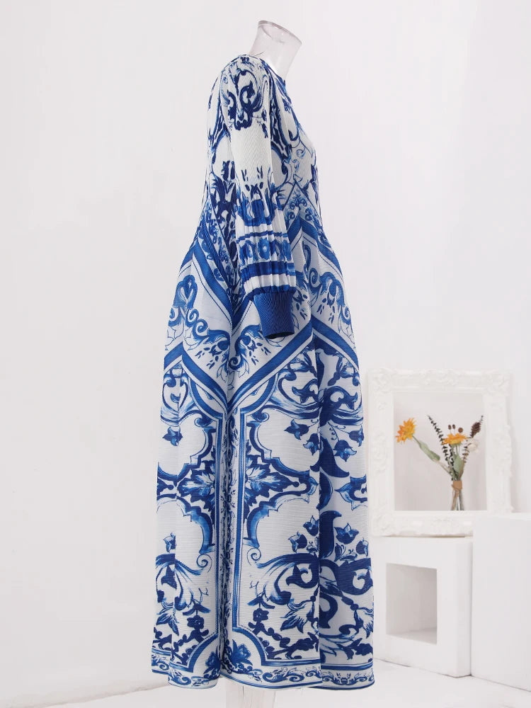 LANMREM Chinese Style Pleated A-line Dress