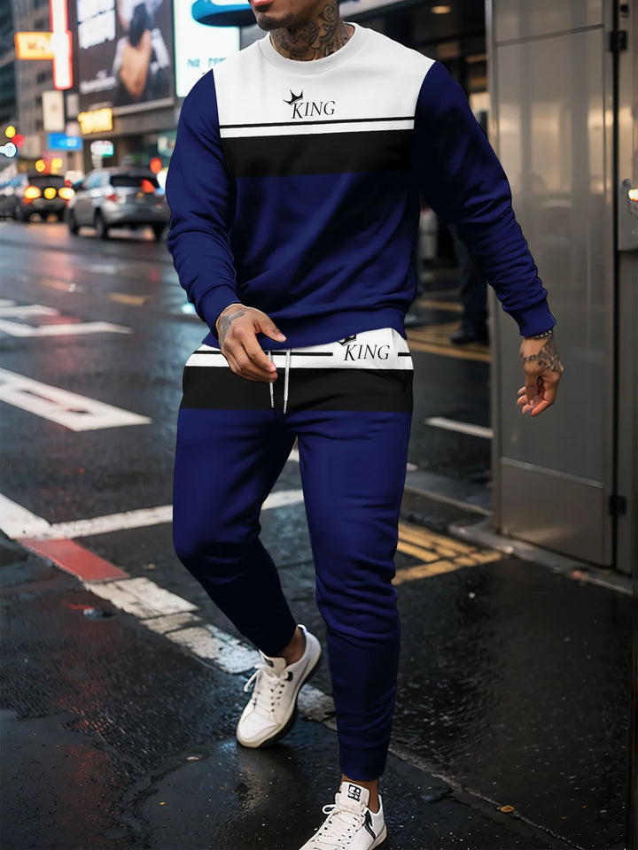Men's 3D Letter Print Hoodie & Pants Set