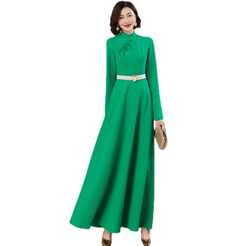 Vintage Chinese Style Dress: Slim Fit Tassel Long Sleeve for Women's Events & Parties