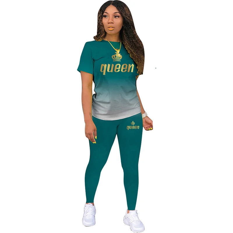 Sporty Summer Two-Piece Set for Women - T-Shirt & Pants Combo