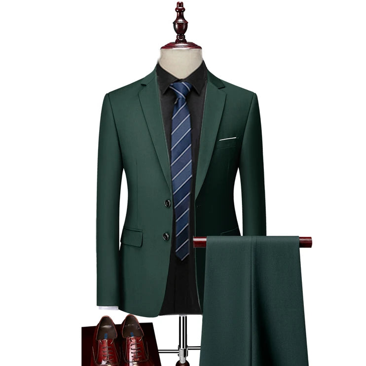 2023 Men's Business Plaid Suit Set - Blazer Jacket & Pants