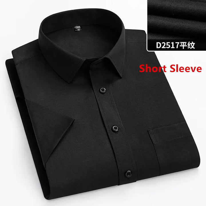 Plus Size Men's Formal Dress Shirt - Autumn Office Wear, Long Sleeve, Blue/Black, 10XL-11XL, 160KG