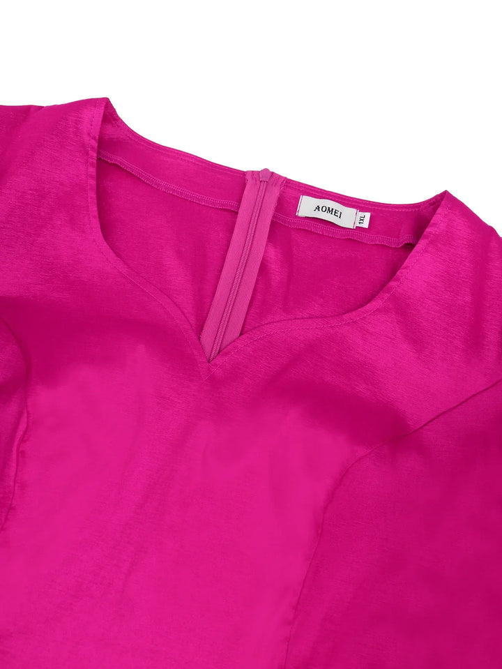 Stylish AOMEI Women's Party Blouse - Elegant Peplum Design, Shiny Fabric - Autumn Fashion 2023