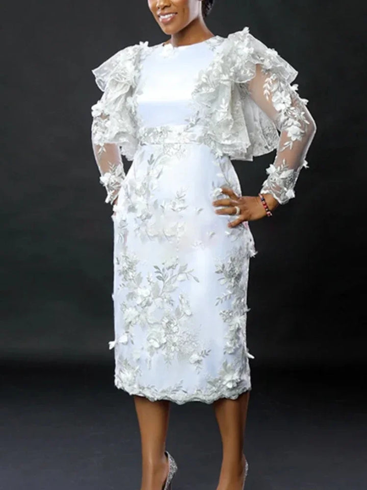 Unleash Your Elegance: White Applique Flower Dress for Weddings & Special Occasions