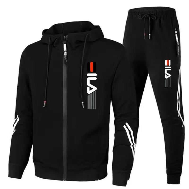 Retro Fall/Winter Men's Sports Suit - Jacket & Pant Set" Description: "Stay stylish and active with this 2-piece sportswear set. Perfect for fitness, running, or casual wear. Shop now!