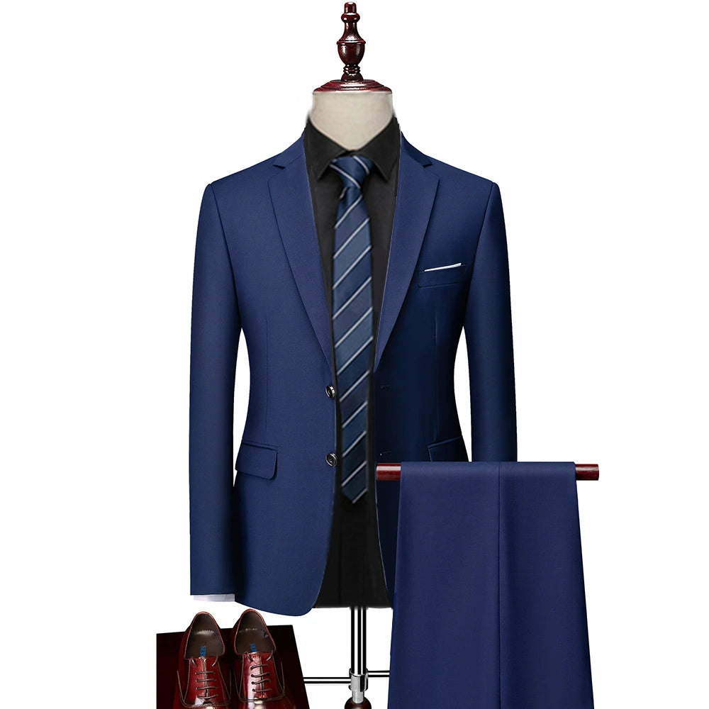 2023 Men's Business Plaid Suit Set - Blazer Jacket & Pants