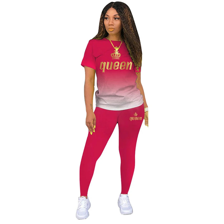 Sporty Summer Two-Piece Set for Women - T-Shirt & Pants Combo