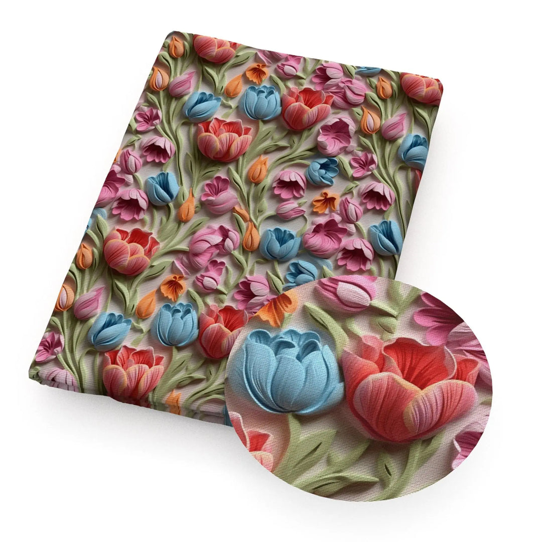 Polyester Cotton Fabric - 3D Floral Series