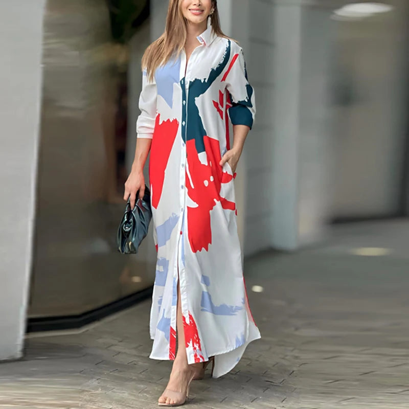 2023 Autumn Shirt Dress - Women's Casual Maxi Dress