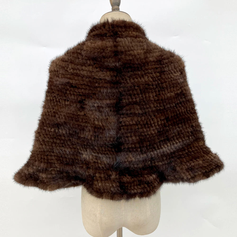 Luxury Winter Mink Fur Shawl Scarf