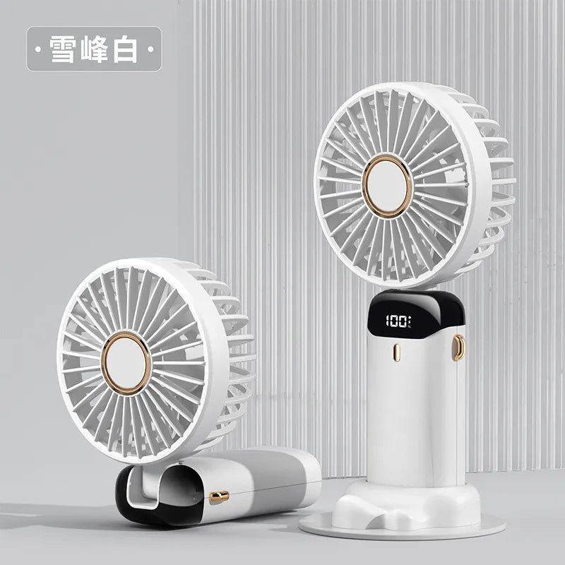 5000mah Usb Handheld Fan Mini Portable Student Small fFan Digital Display Folding Fragrance Rechargeable Desktop Electric Fan