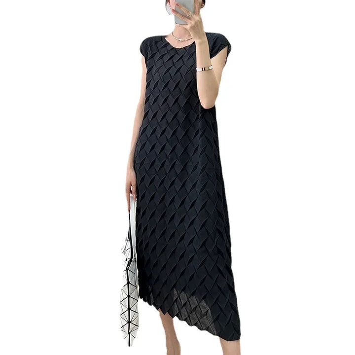 French Style Pleated Vest Dress | ALSEY Miyake | High Sense Cold Fashion