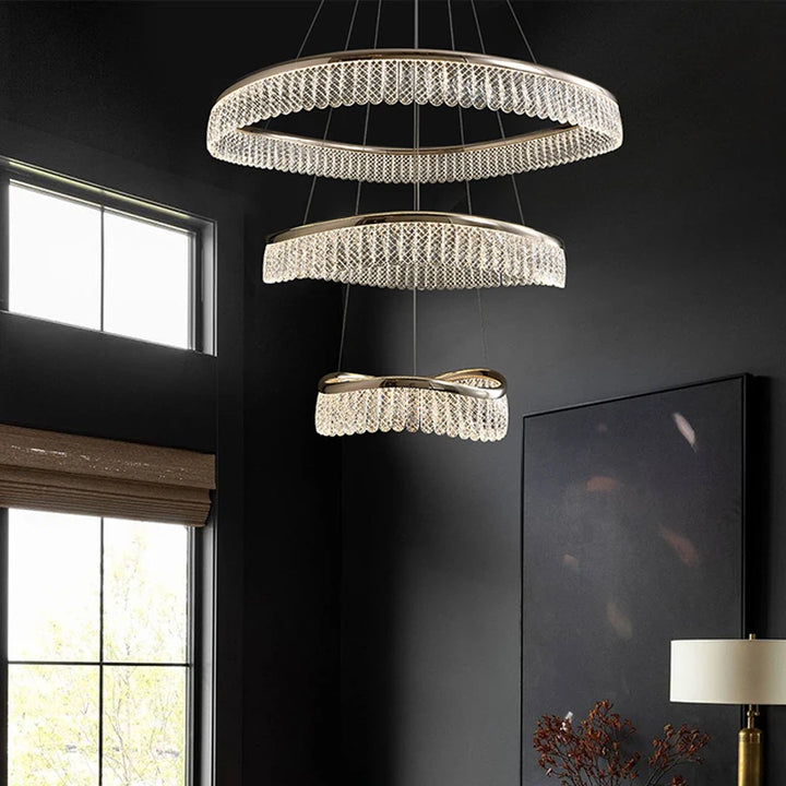 Modern Crystal Chandelier for Living Room Indoor Minimalist LED Lighting Ceiling Chandelier Drawing Room Lighting Pendant Lamp