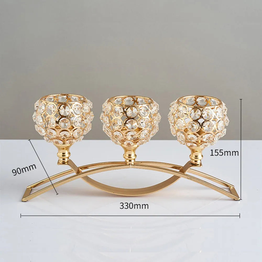 Metal Candle Holders Candlestick Crystal Coffee Dining Table Centerpieces Stand Candlesticks Wedding Christmas Home Decoration