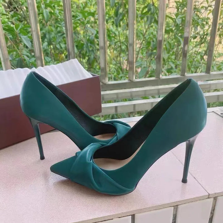 Stylish High Heel Pumps for Women - 7cm/10cm Stiletto, Green/Beige, Wedding/Party Shoes