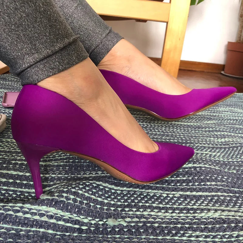 High Quality Silk Satin Pumps - Green/Purple - Perfect for Weddings & Prom