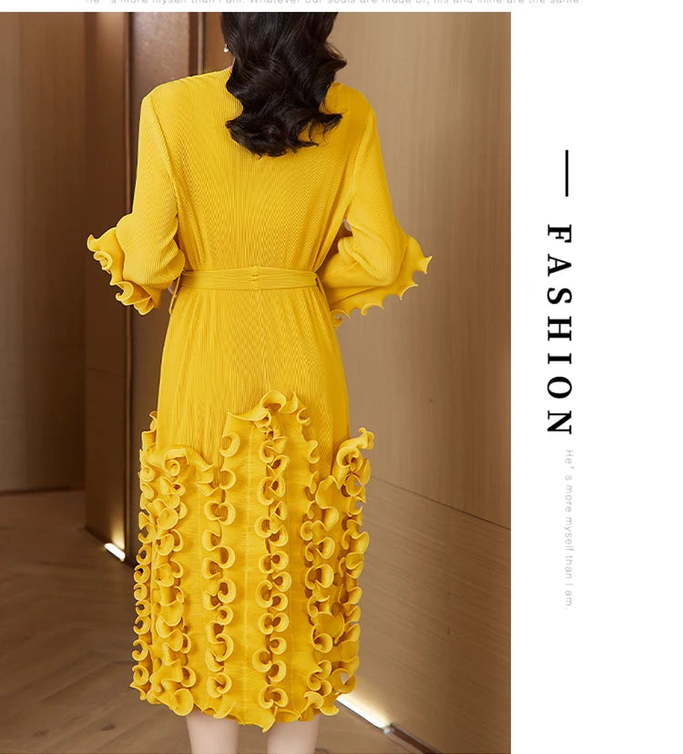 Transform Your Look with Sanzhai's 2024 Magic Skirt - V-neck, Lace-up, Slimming, Large Size