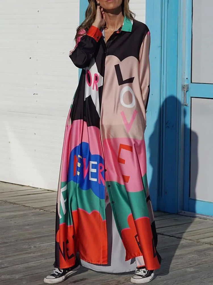 Stylish Women's Patchwork Maxi Dress - Office Lady Essential!