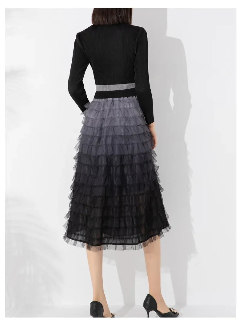 2023 Autumn Miyake Pleated Dress - Niche Design, Elastic & Fashionable - One Size