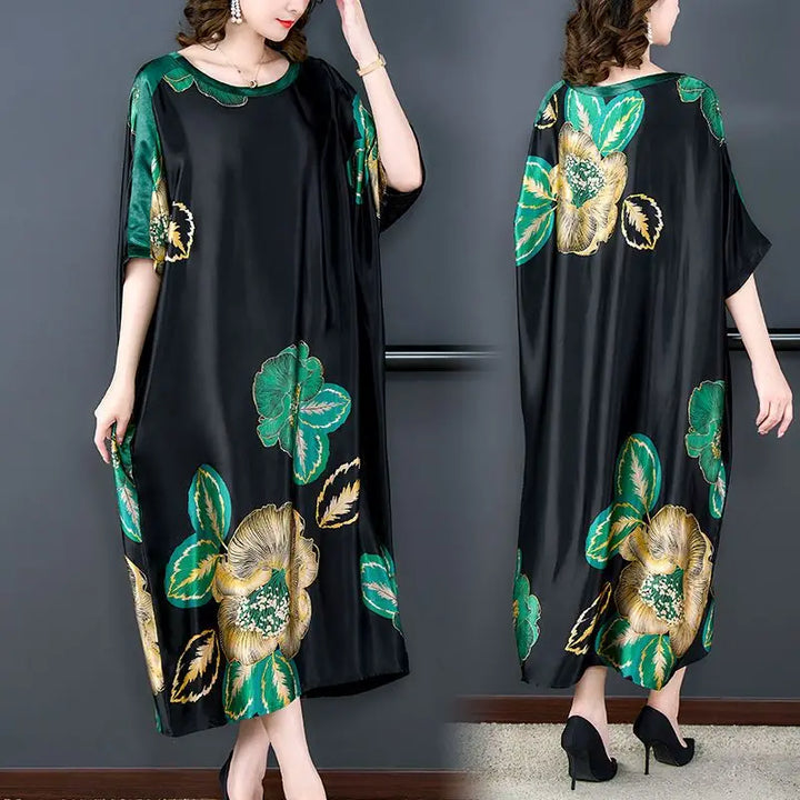Vintage Floral Printed Summer Dress - Folk Style, Short Sleeve, Loose Fit
