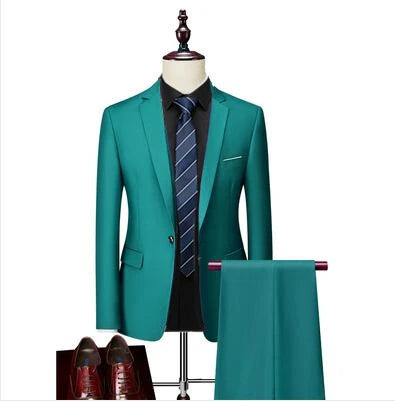 2023 Men's Business Plaid Suit Set - Blazer Jacket & Pants