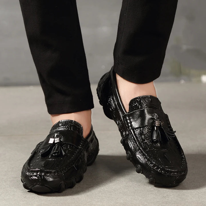 Men's Crocodile Pattern Leather Loafers