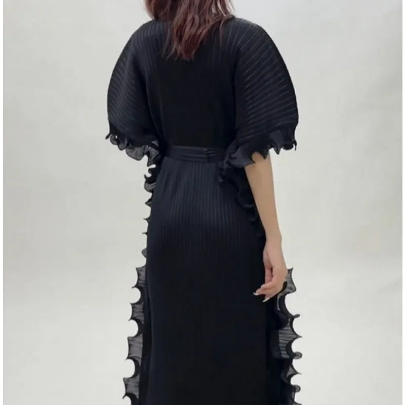 Stylish Miyake Summer Maxi Dress - Plus Size, Comfortable Fit, Lace Detail