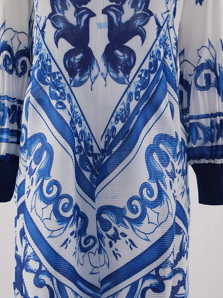 LANMREM Chinese Style Pleated A-line Dress