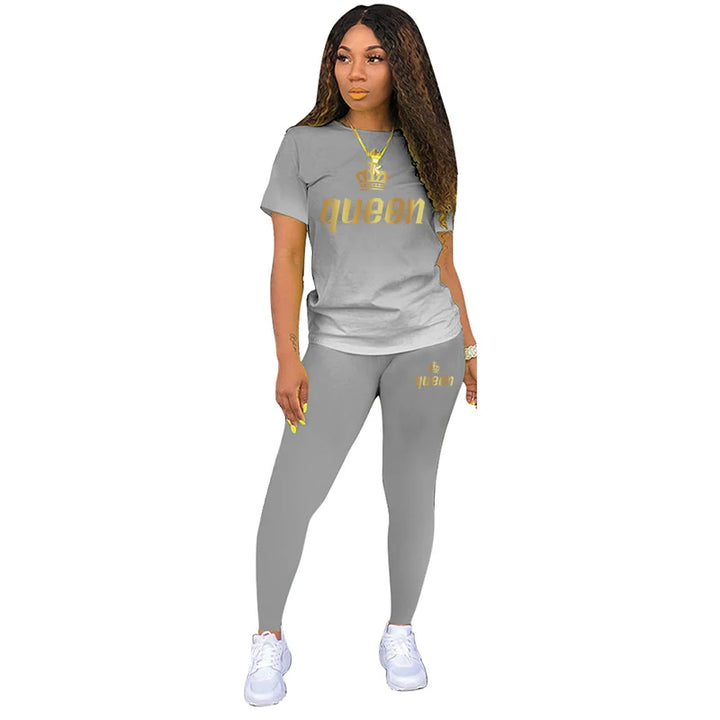 Sporty Summer Two-Piece Set for Women - T-Shirt & Pants Combo