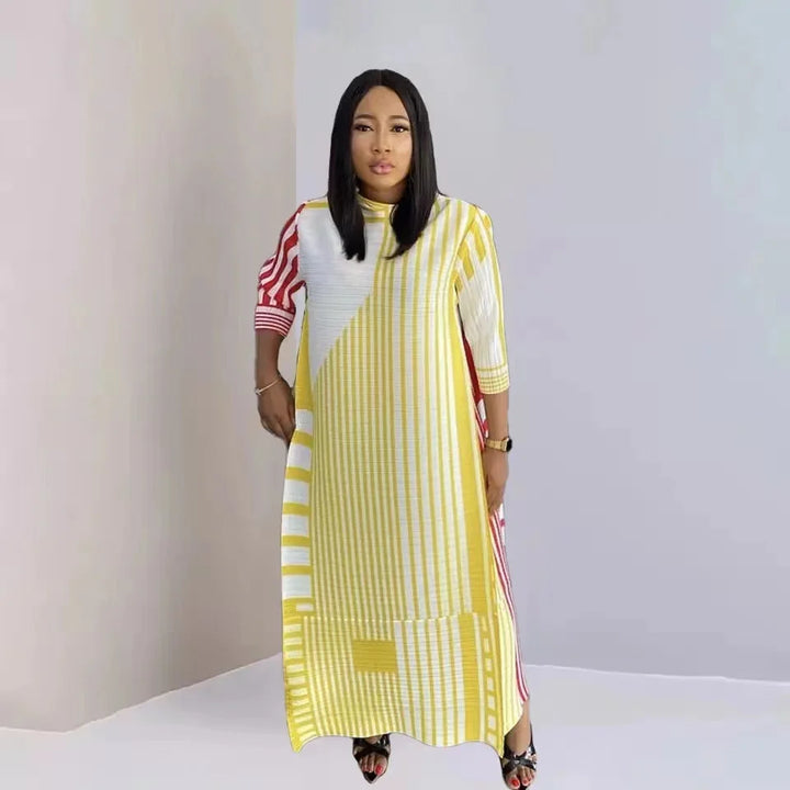 Unleash Your Inner Elegance: Miyake Pleated Stripe Dress for Spring Parties