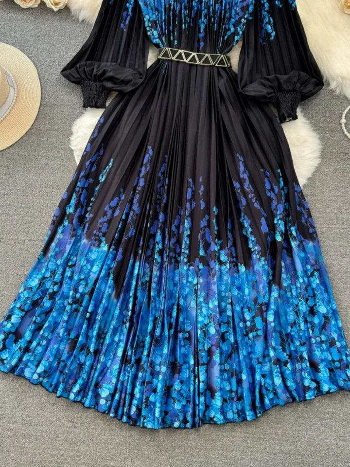 XFPV Women High Waist Pleat A-line Dress
