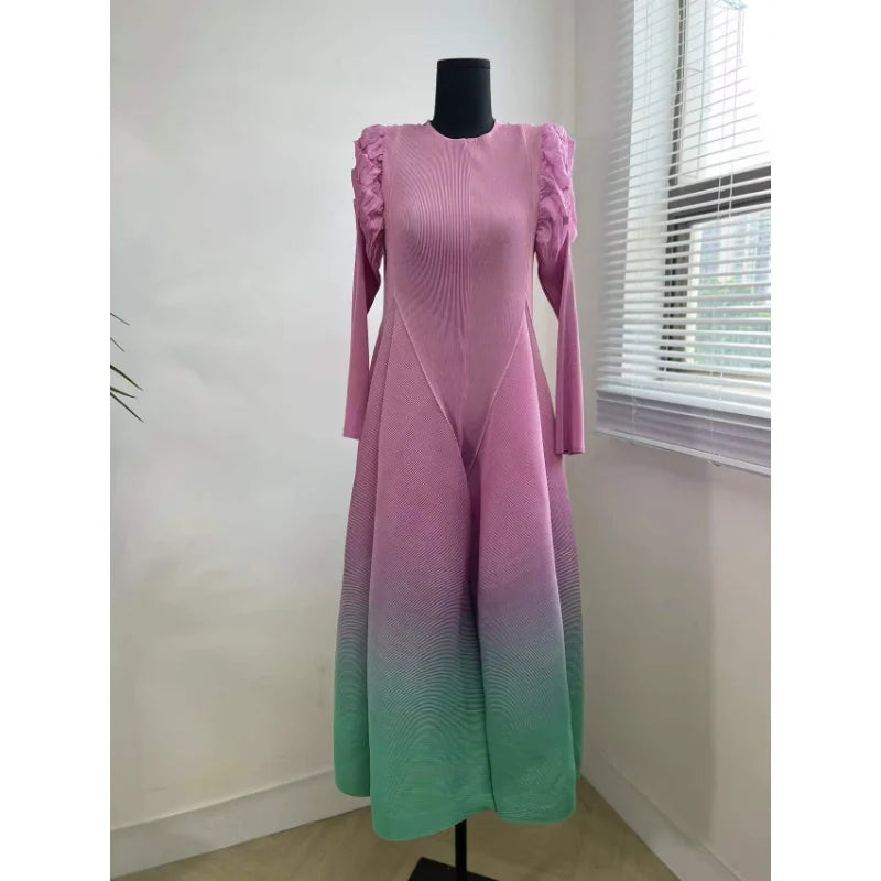 Elegant Miyake Pleated Maxi Dress 2023