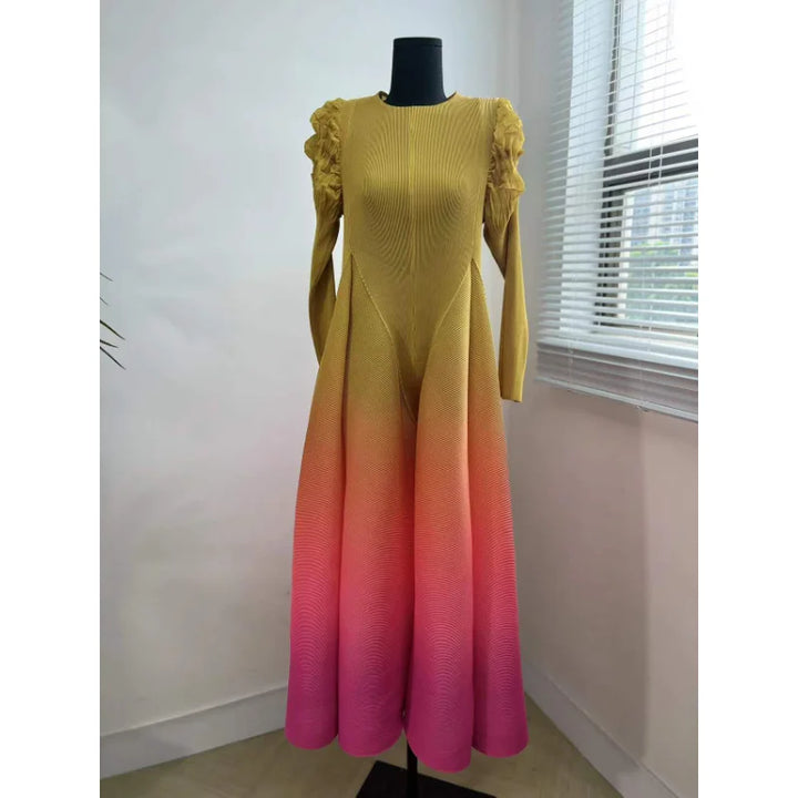 Elegant Miyake Pleated Maxi Dress 2023