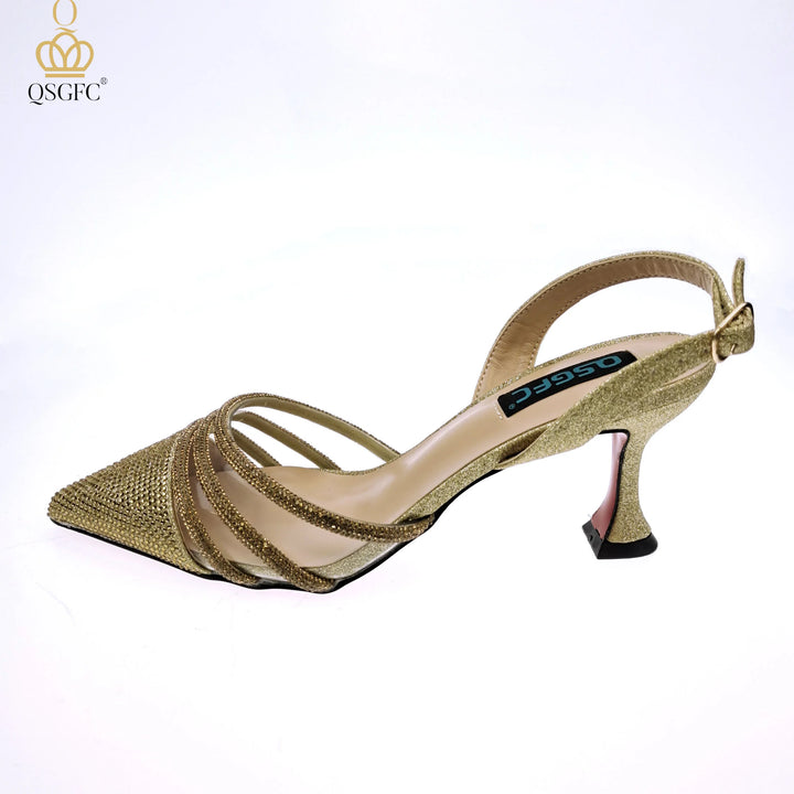 Sparkle in Silver: Elegant Diamond High Heels & Matching Bag for Weddings & Parties