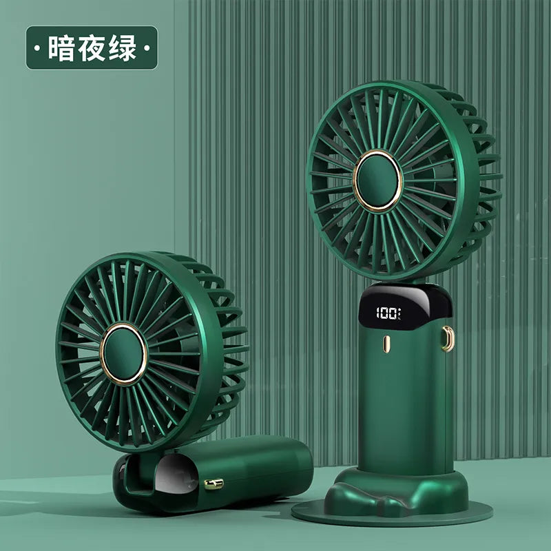 5000mah Usb Handheld Fan Mini Portable Student Small fFan Digital Display Folding Fragrance Rechargeable Desktop Electric Fan
