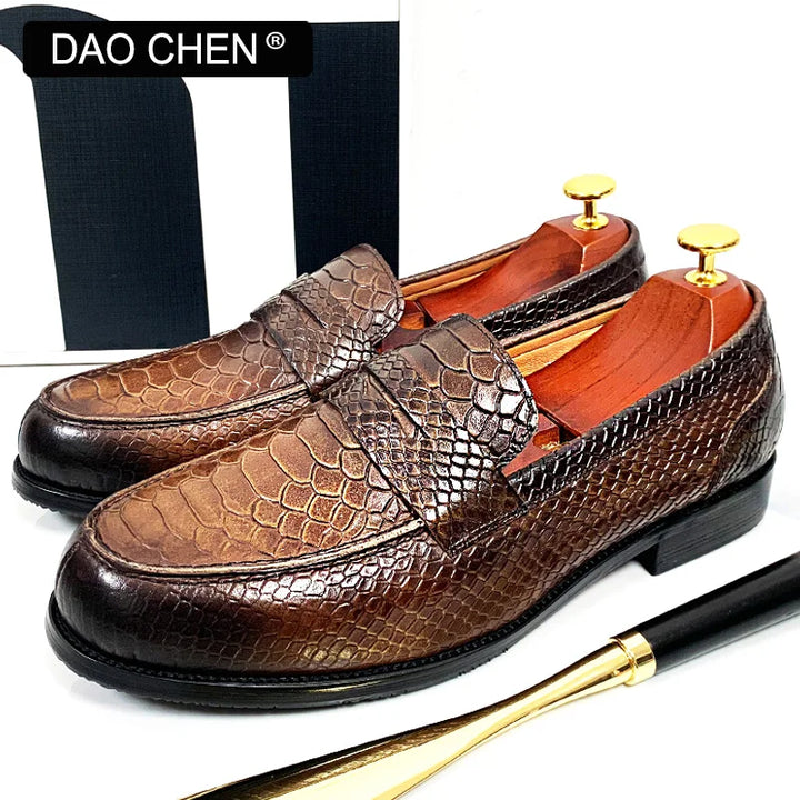 Premium Black Coffee Leather Loafers Men's Shoes