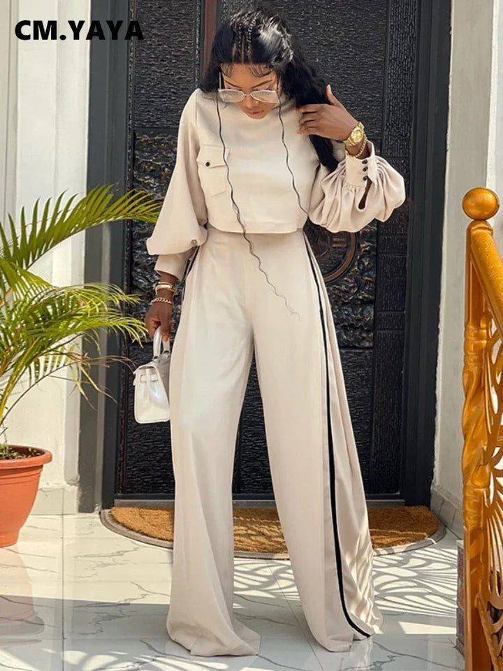 Upgrade Your Style with CM.YAYA Vintage Women's 2-Piece Tracksuit for Autumn 2023