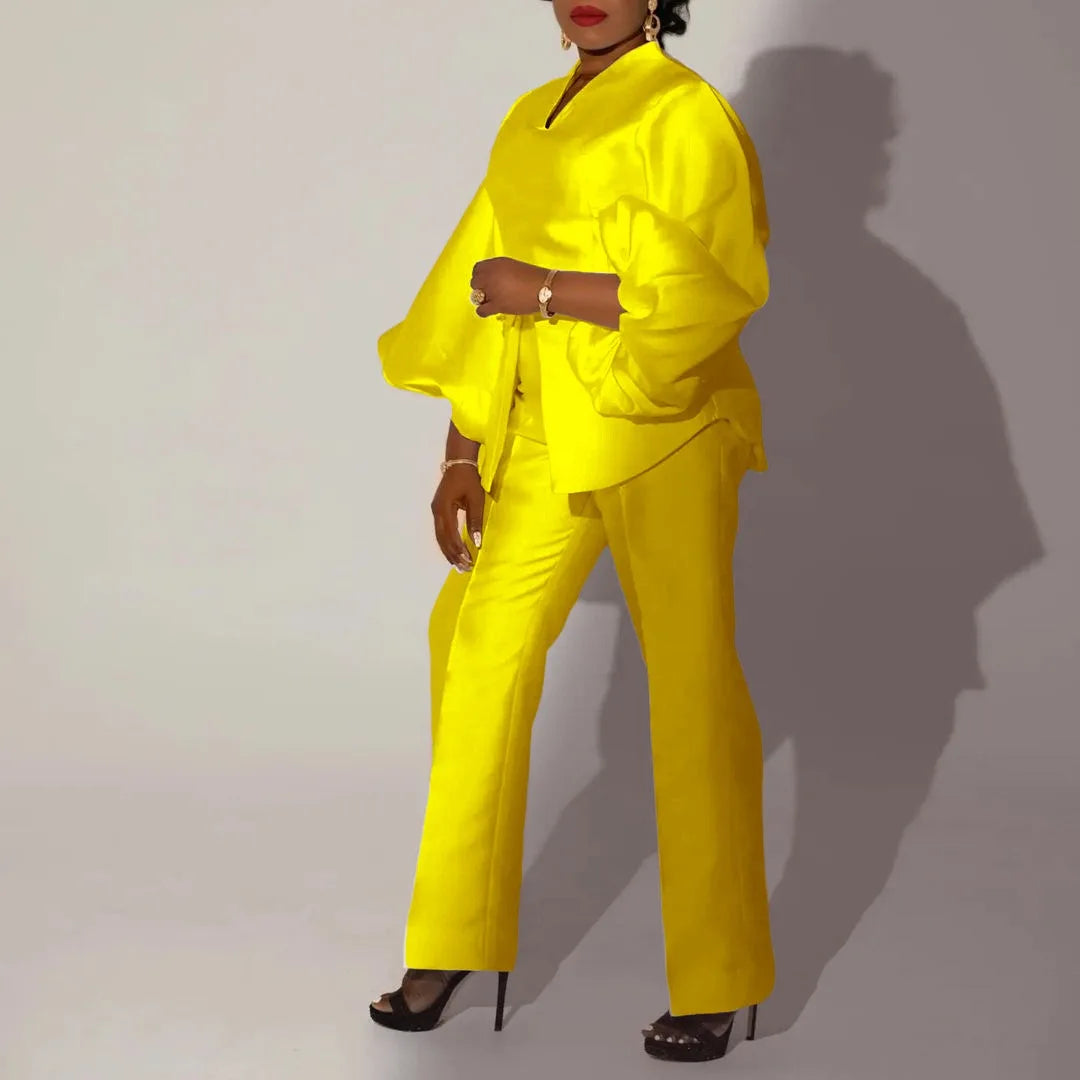 Women's Formal Business Pants Set - Blouse & Trousers Outfit