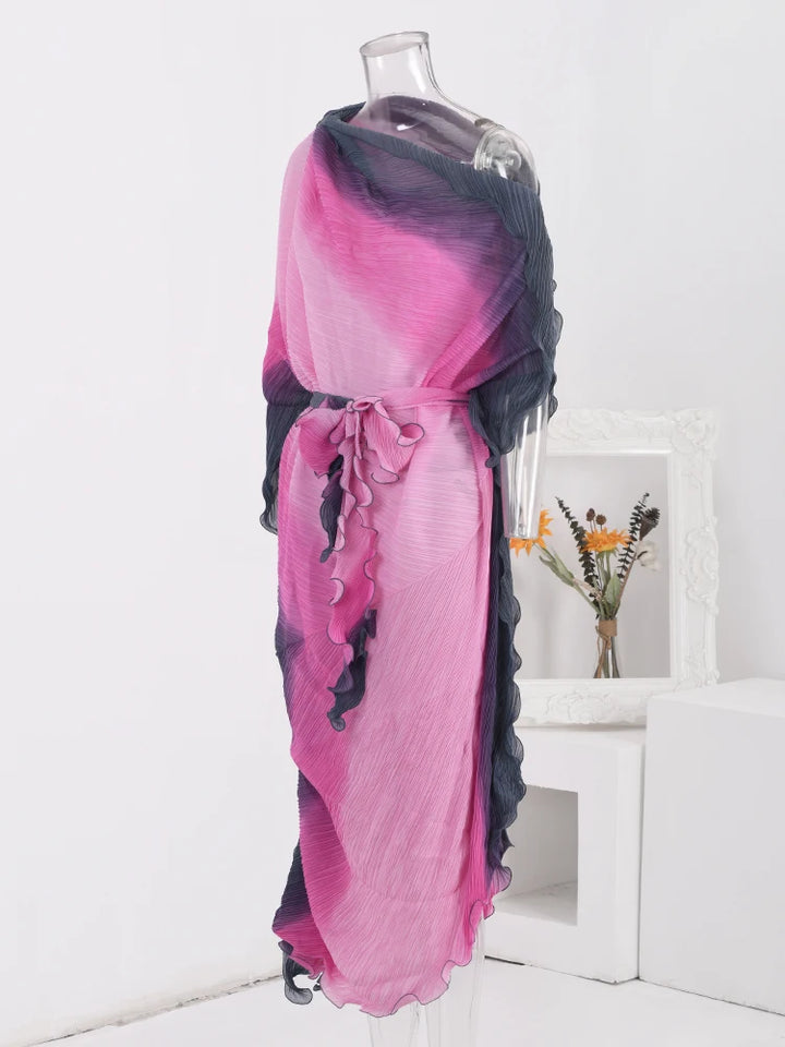 LANMREM 2024 Ruffle Dress | Color Gradient | Irregular | One Size | ASIAN Size