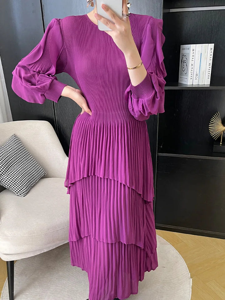 Stylish Layered Pleated Dress for Women - 2024 Spring Collection