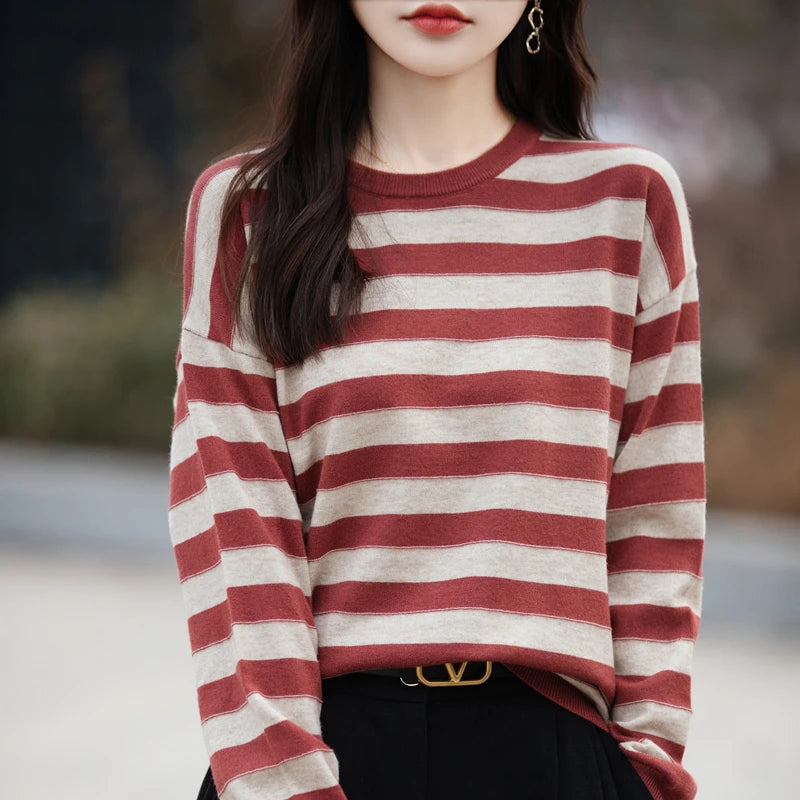 2024 Cashmere Striped Women's Pullover