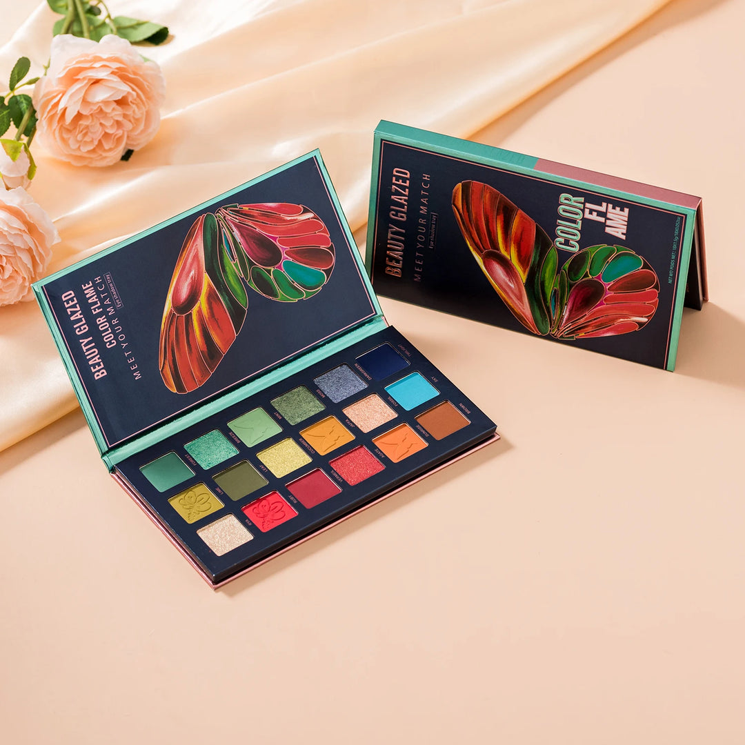 Transform Your Look with Butterfly 18 Color Eyeshadow Palette - Natural Matte, Shimmer, Metallic, Satin Finish - Charming Nude Makeup Tray