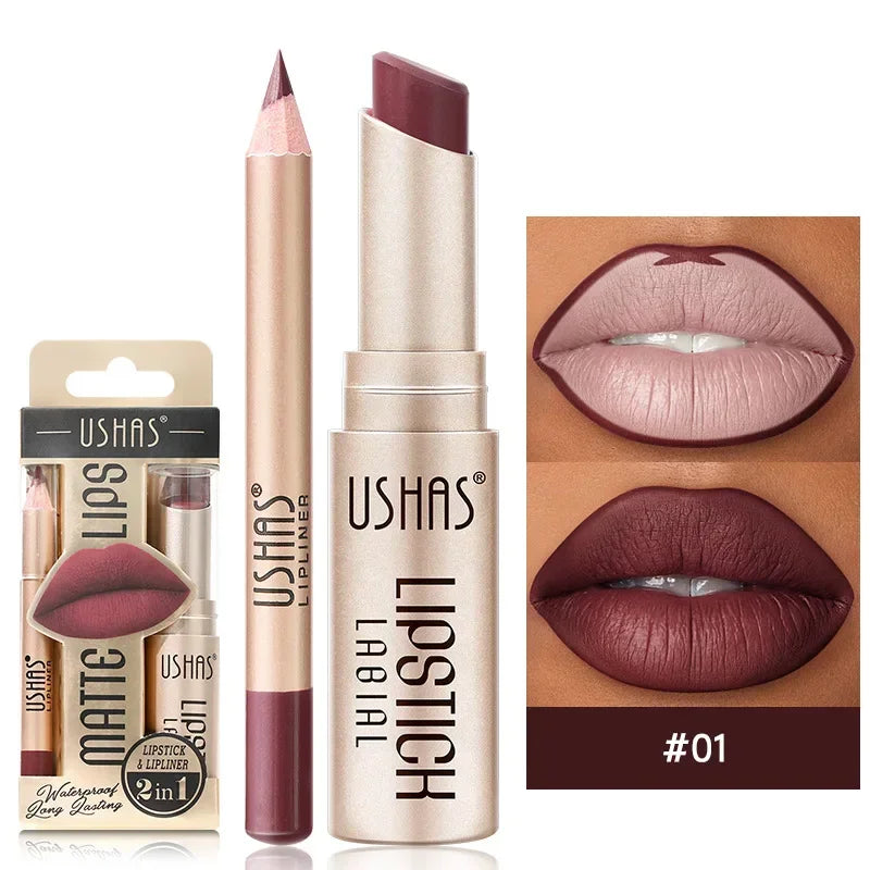 Get Kissable Lips with 2-in-1 Waterproof Lipstick Set - Free Shipping!