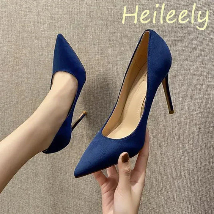 Stylish Blue Pointed Toe Pumps for Women - 6cm Thin Heels, Sizes 39-41