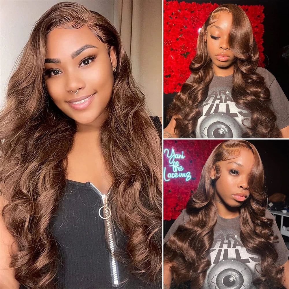 Chocolate Brown Body Wave Lace Front Wig 13x4 - 200% Density