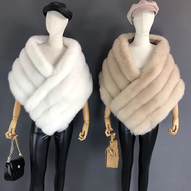 Luxury Real Fox Fur Shawl Vest Jacket