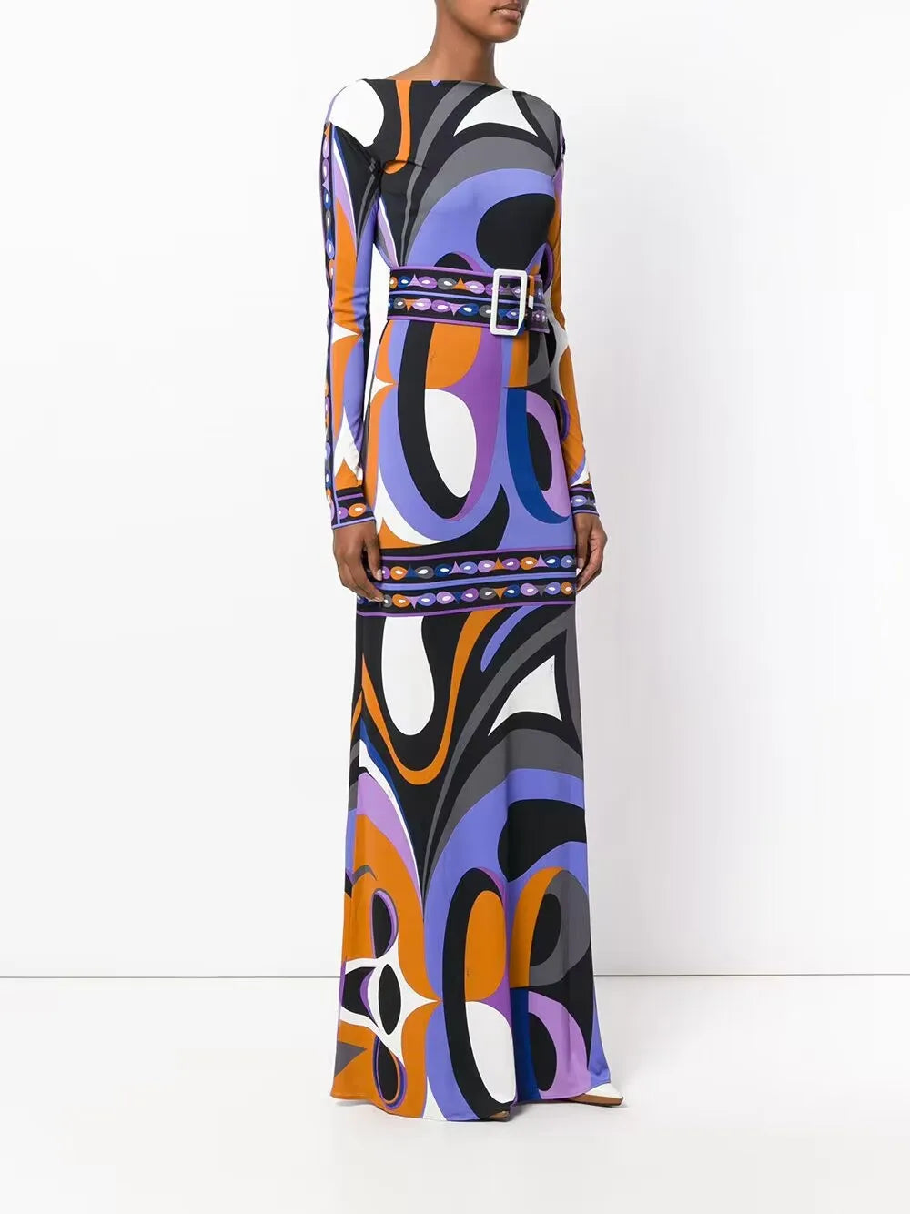 Luxury Purple Geometry Maxi Dress