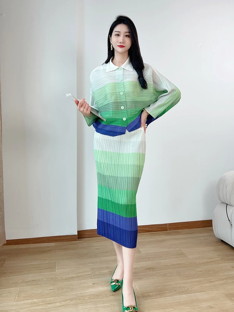 2023 Spring Summer Miyake Pleated Skirt Set