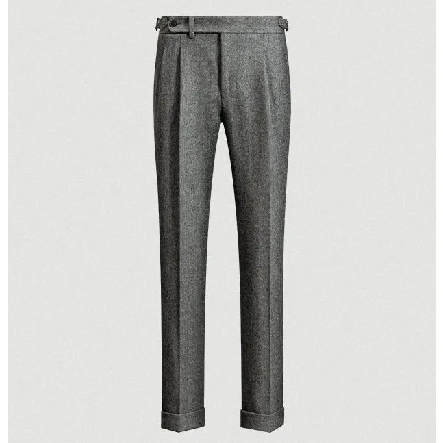 High Waist Woolen Trousers for Men | Tweed Business Casual Pants | Autumn/Winter 2023 | Straight Fit | H336