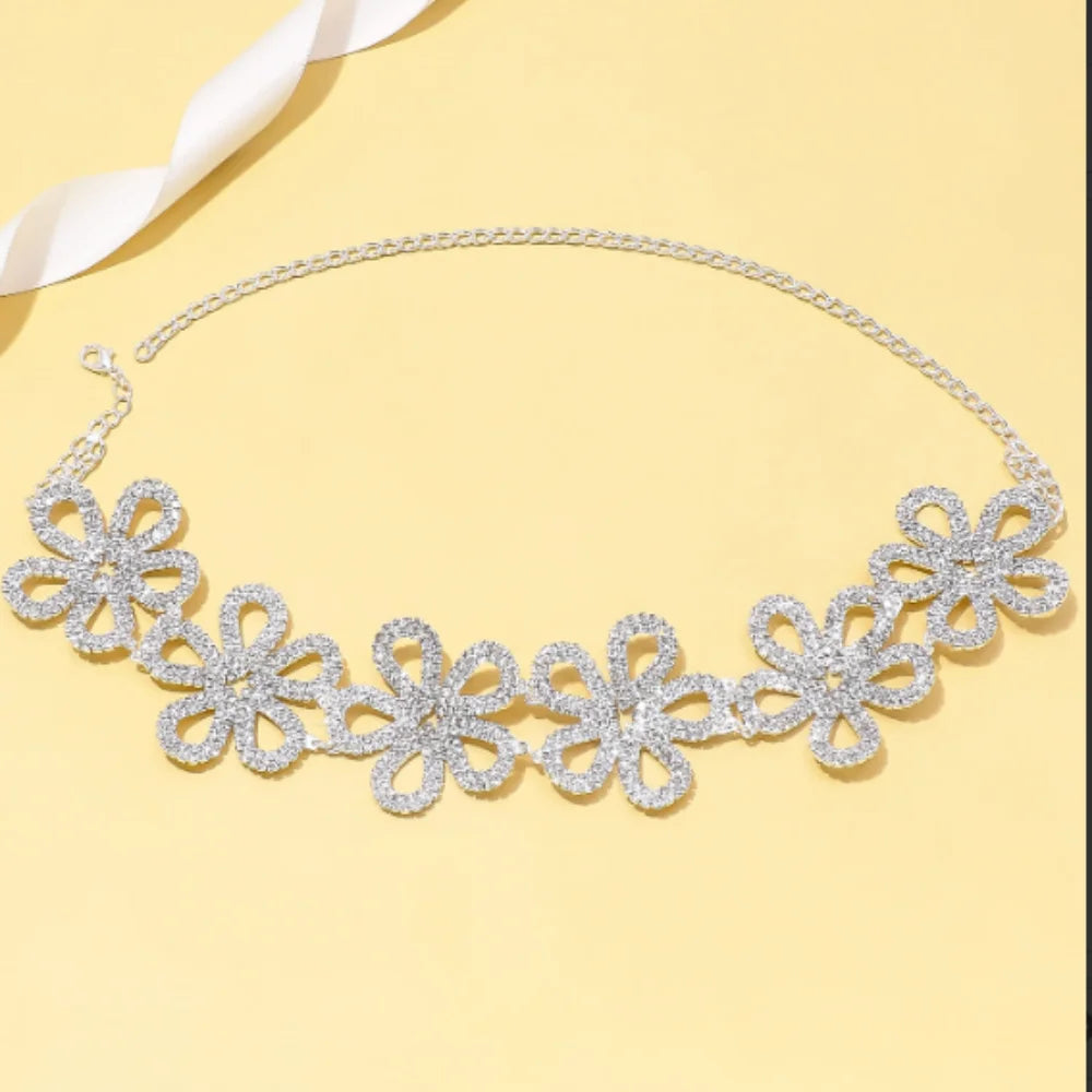 Crystal Flower Choker Necklace